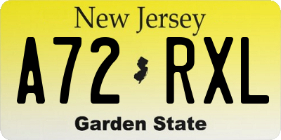 NJ license plate A72RXL