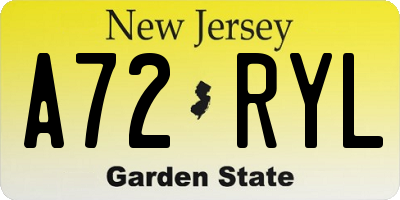 NJ license plate A72RYL