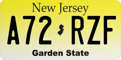 NJ license plate A72RZF