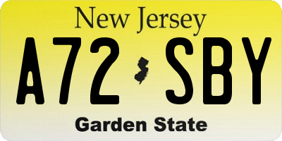 NJ license plate A72SBY