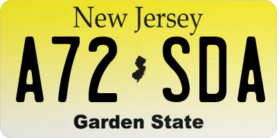 NJ license plate A72SDA