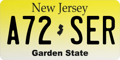 NJ license plate A72SER