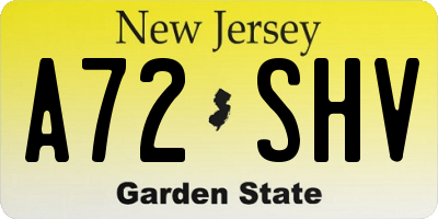 NJ license plate A72SHV