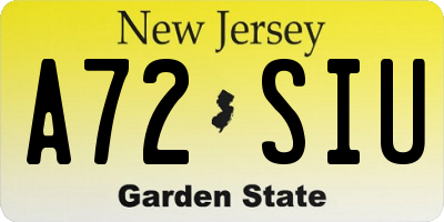 NJ license plate A72SIU