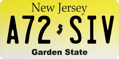 NJ license plate A72SIV