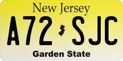 NJ license plate A72SJC