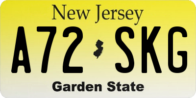 NJ license plate A72SKG