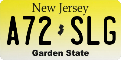 NJ license plate A72SLG