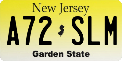 NJ license plate A72SLM