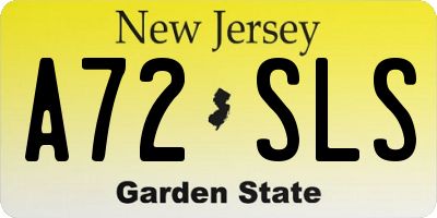 NJ license plate A72SLS