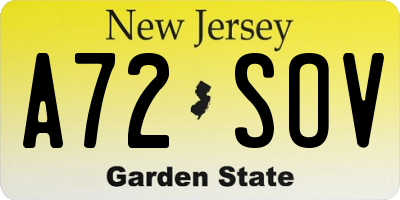 NJ license plate A72SOV