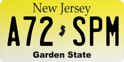 NJ license plate A72SPM