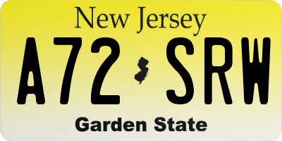 NJ license plate A72SRW