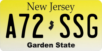 NJ license plate A72SSG
