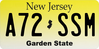 NJ license plate A72SSM