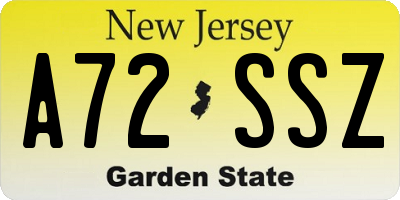 NJ license plate A72SSZ