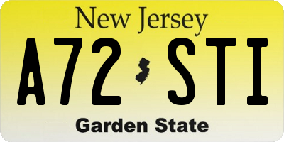 NJ license plate A72STI