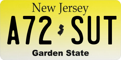 NJ license plate A72SUT