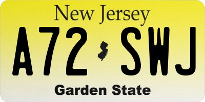 NJ license plate A72SWJ