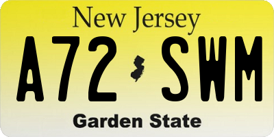NJ license plate A72SWM