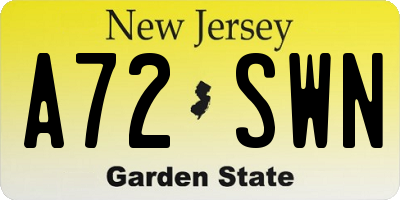NJ license plate A72SWN