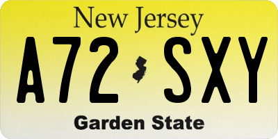 NJ license plate A72SXY