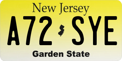 NJ license plate A72SYE