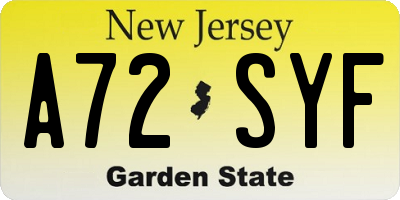 NJ license plate A72SYF