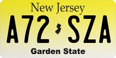 NJ license plate A72SZA