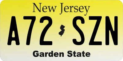 NJ license plate A72SZN