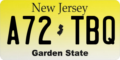 NJ license plate A72TBQ