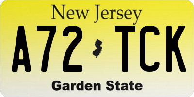 NJ license plate A72TCK