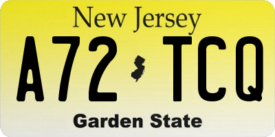 NJ license plate A72TCQ