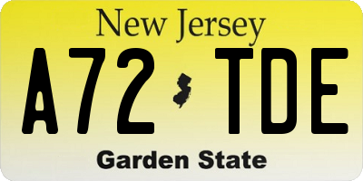 NJ license plate A72TDE