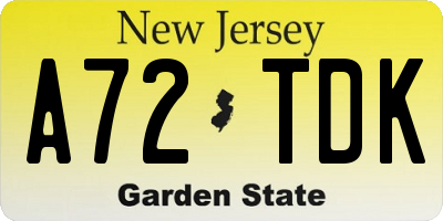 NJ license plate A72TDK