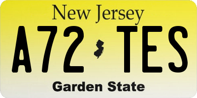 NJ license plate A72TES