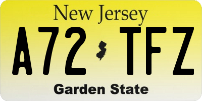 NJ license plate A72TFZ