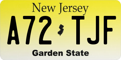 NJ license plate A72TJF