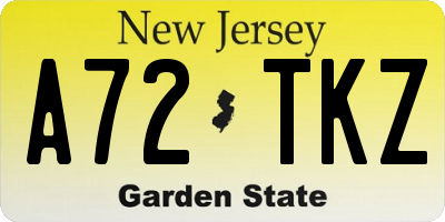 NJ license plate A72TKZ
