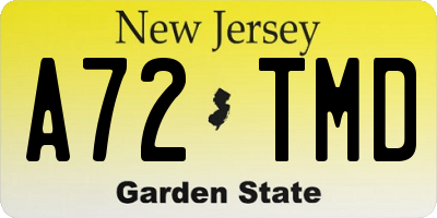 NJ license plate A72TMD