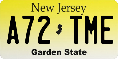 NJ license plate A72TME