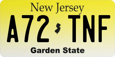 NJ license plate A72TNF
