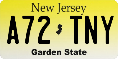 NJ license plate A72TNY
