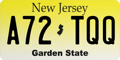 NJ license plate A72TQQ