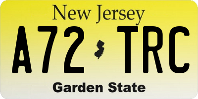 NJ license plate A72TRC