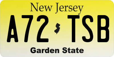 NJ license plate A72TSB