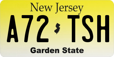NJ license plate A72TSH