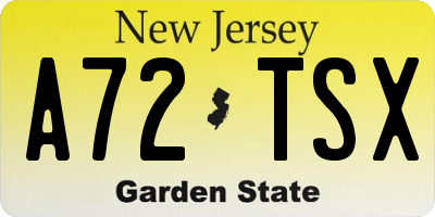 NJ license plate A72TSX