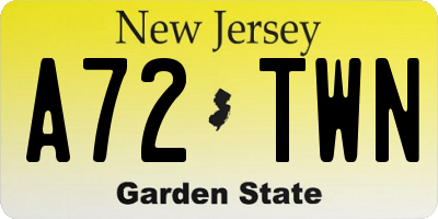 NJ license plate A72TWN