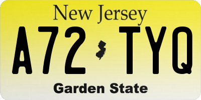 NJ license plate A72TYQ